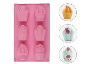 Molde silicona 6 cupcakes grandes